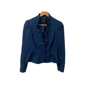 INC International Concepts Women's Blue Ruffled Blazer